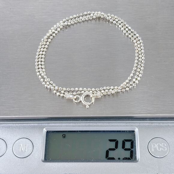 Ball Bead Chain Necklace | Italian Vintage Sterling Silver 925 | 18" - Picture 3 of 3